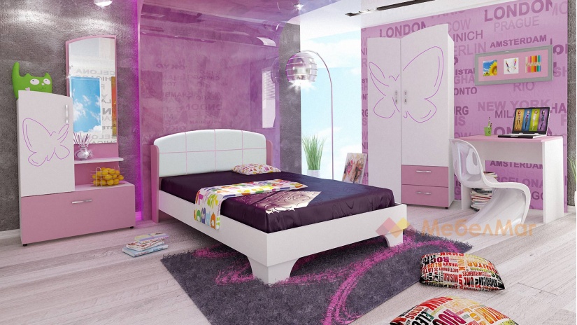 Детски спален комплект Ивет с включен матрак ТЕД Кашмир Дрийм 120/190 бяло с розов пастел - изглед 1