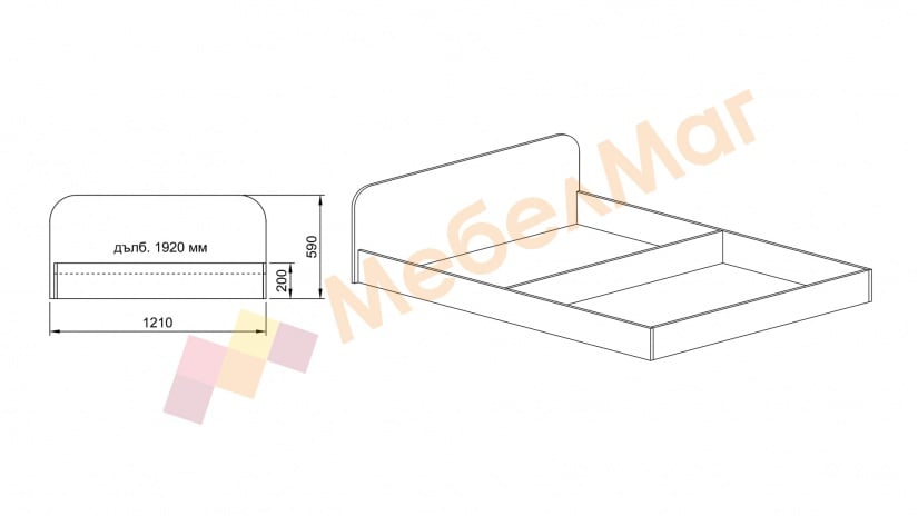Легло 120/190 Брад с включен матрак Бонел 120/190 сонома арвен с бял гланц - изглед 3