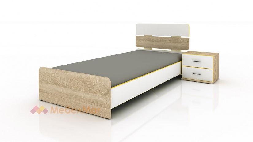 Легло Флин с включен матрак Бонел 90/200 сонома тъмна с бяло гладко - изглед 1