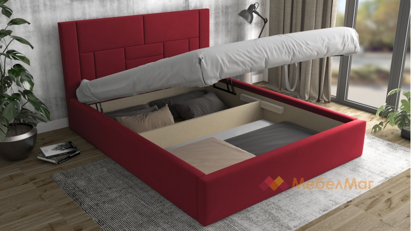 Тапицирана спалня 160/200 Биляна с включен матрак Бонел 160/200 червен - изглед 2