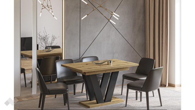 Трапезна маса Лареа разтегателни дъб артисан с черно