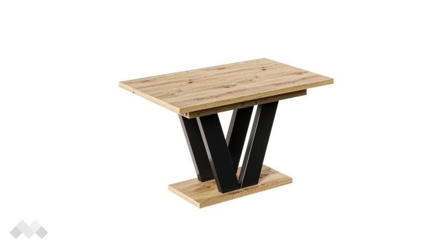 Трапезна маса Лареа разтегателни дъб артисан с черно - МебелМаг Трапезна маса Лареа разтегателни дъб артисан с черно