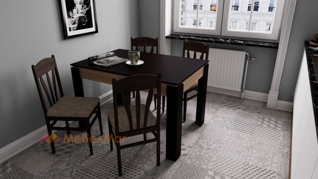 Комплект разтегателна трапезна маса Дени + 4 стола Милано 2 комплект със столове венге
