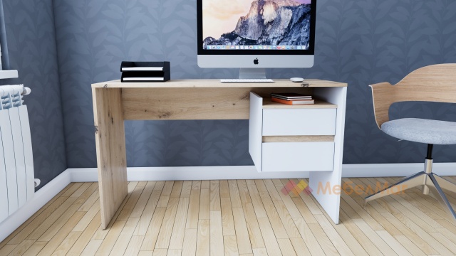 Бюро Ален дъб артисан с бяло