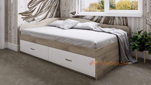Легло с чекмеджета 120/190 Марс с включен матрак ТЕД Кашмир Дрийм 120/190 сонома арвен с бял гланц