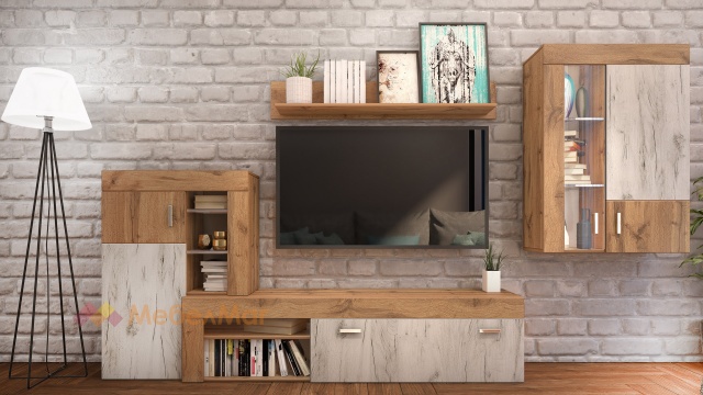 Секция Вела модулни дъб дакота с дъб крафт бял