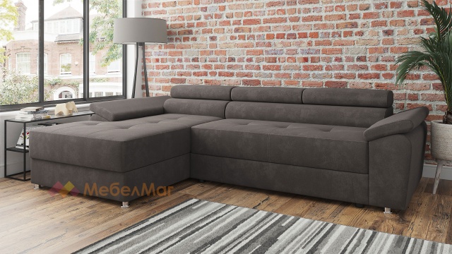 Ъглов диван Равена с посока кафяв
