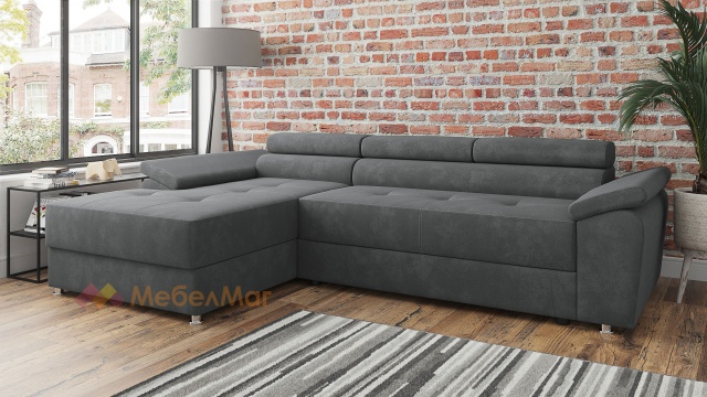 Ъглов диван Равена с посока сив