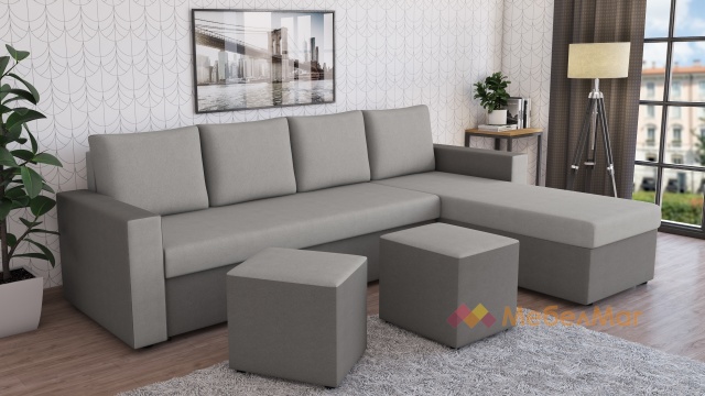 Ъглов диван Джулия XL универсален сиво с графит