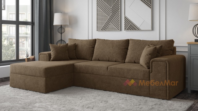 Ъглов диван Линеа с посока кафяв