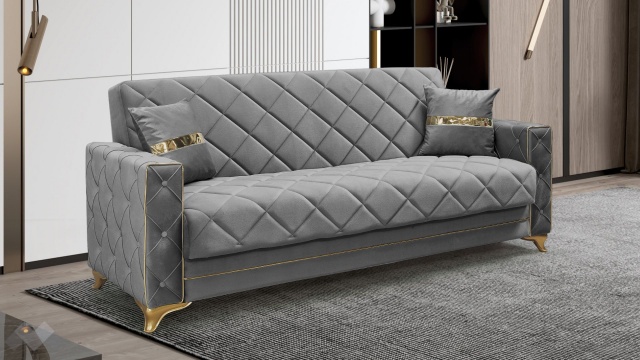 Диван Алмере триместни сив - МебелМаг Диван Алмере триместни сив