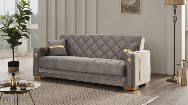 Диван Анталия триместни сив - МебелМаг Диван Анталия триместни сив