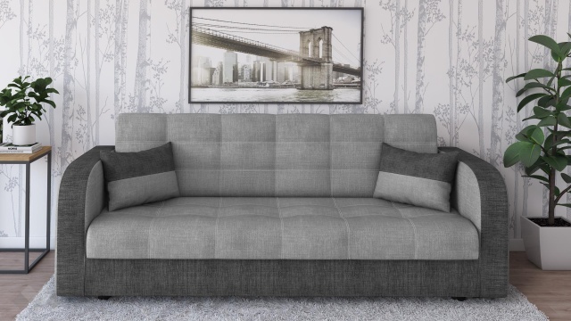 Диван Бари триместни сив с тъмно сиво - МебелМаг Диван Бари триместни сив с тъмно сиво