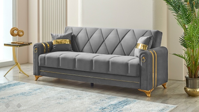 Диван Клара триместни сив - МебелМаг Диван Клара триместни сив