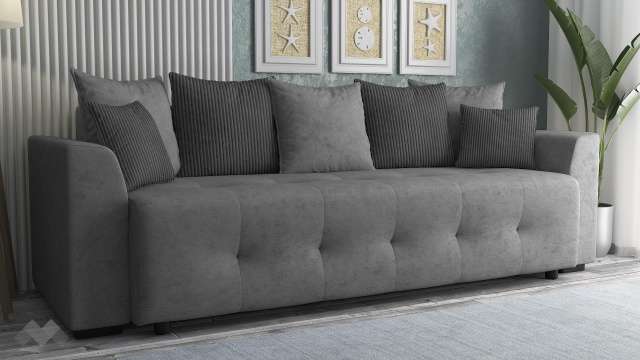 Диван Реджин триместни сив - МебелМаг Диван Реджин триместни сив
