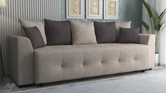 Диван Реджин триместни светло кафяв с кафяво - МебелМаг Диван Реджин триместни светло кафяв с кафяво