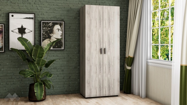 Гардероб Оптима двукрилни малта с антрацит - МебелМаг Гардероб Оптима двукрилни малта с антрацит