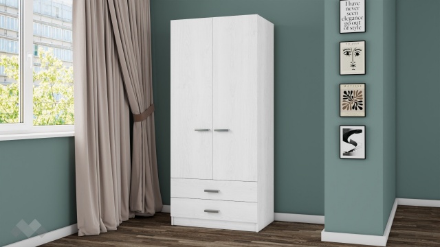 Гардероб Арго двукрилни бял фладер - МебелМаг Гардероб Арго двукрилни бял фладер