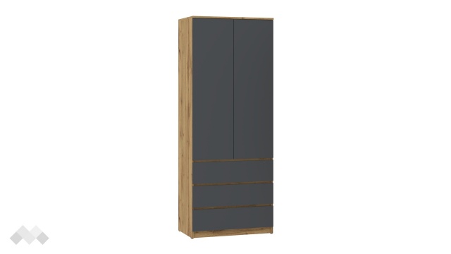 Гардероб Никола двукрилни златен дъб с антрацит - МебелМаг Гардероб Никола двукрилни златен дъб с антрацит