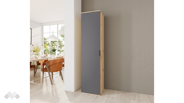 Гардероб Жако еднокрилни дъб артисан с графит - МебелМаг Гардероб Жако еднокрилни дъб артисан с графит