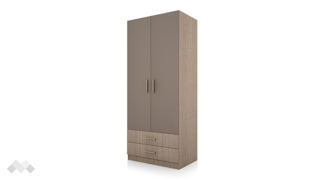 Гардероб Джеймс двукрилни мока с лате - МебелМаг Гардероб Джеймс двукрилни мока с лате