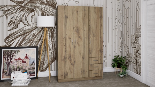 Гардероб Калия трикрилни тъмна сонома