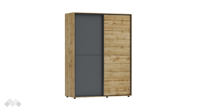Гардероб Галати с плъзгащи врати дъб вотан светъл с антрацит