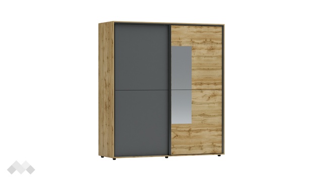Гардероб Галати с плъзгащи врати дъб вотан светъл с антрацит