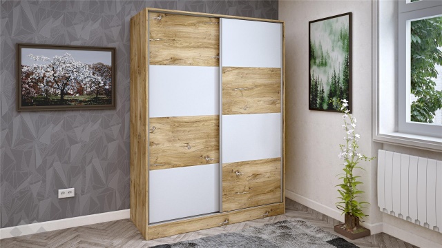Гардероб Селтик с плъзгащи врати келтски дъб със светло сиво