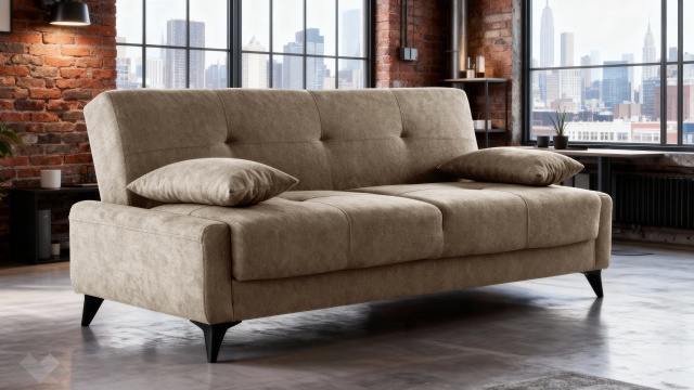 Клик-клак канапе Нейт триместни кафяв