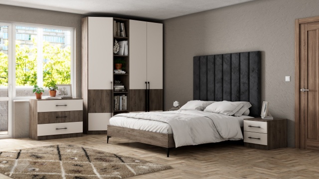 Спален комплект Комо К1 орех селект тъмен с кашмир