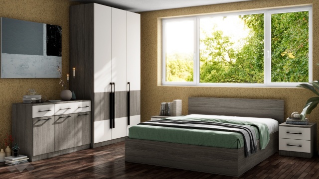 Спален комплект Комо К4 дъб ърбан ойстър с бяло