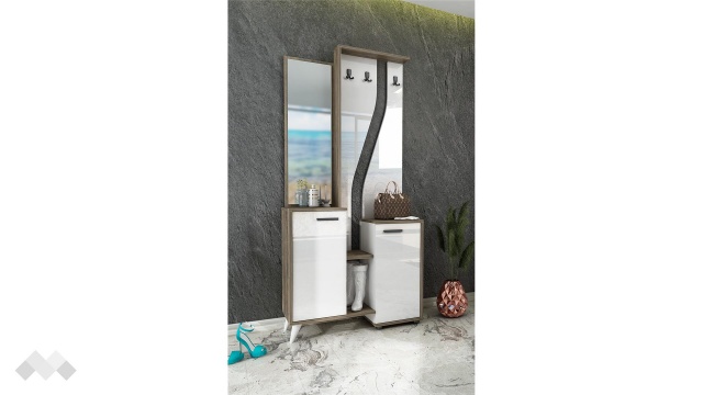 Портманто Амбър дъб мока с бял гланц