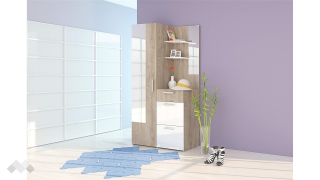 Портманто Бони дъб суров с бял гланц