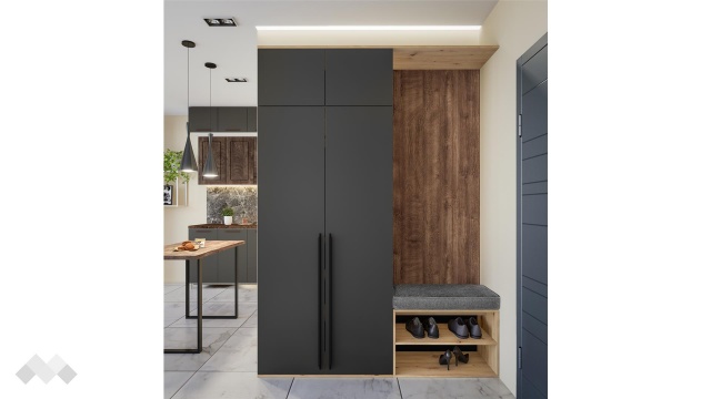 Портманто Хера дъб артисан с дъб натурал и карбон мат