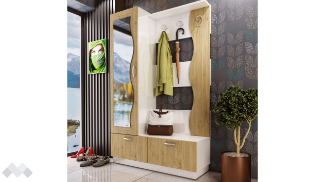 Портманто Сара бял гланц със златен дъб