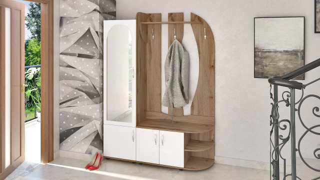 Портманто Жаклин дъб дакота с бяло гладко