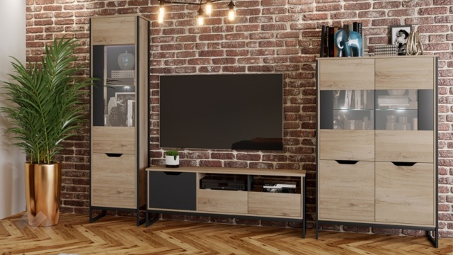 Секция Лина модулни сонома арвен с графит - МебелМаг Секция Лина модулни сонома арвен с графит