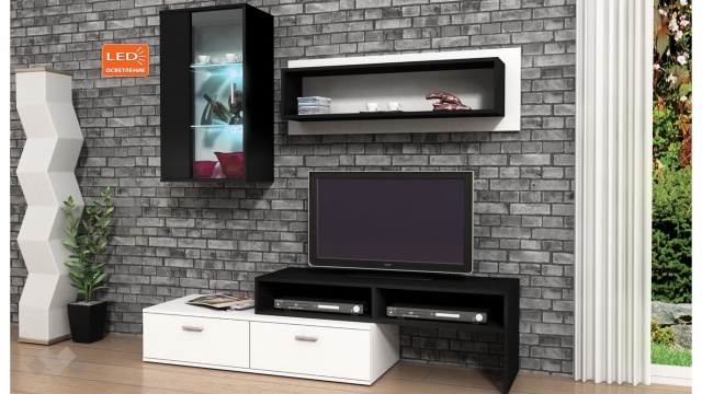 Секция Малага модулни черно с бяло - МебелМаг Секция Малага модулни черно с бяло