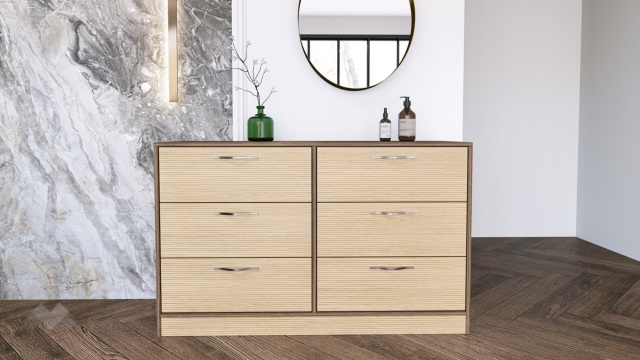 Скрин Мирела дъб линеа с орех линеа - МебелМаг Скрин Мирела дъб линеа с орех линеа