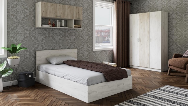 Спален комплект Адам А1 дъб крафт бял - МебелМаг Спален комплект Адам А1 дъб крафт бял
