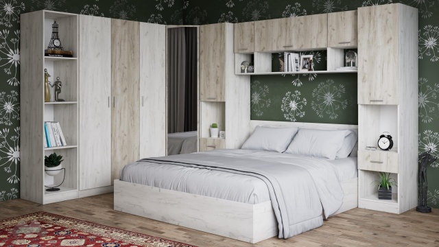 Спален комплект Адам А3 дъб крафт бял - МебелМаг Спален комплект Адам А3 дъб крафт бял
