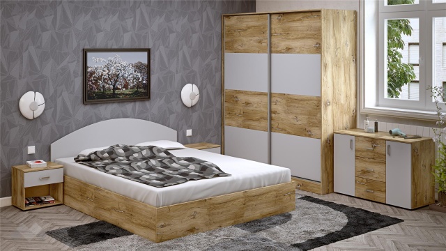 Спален комплект Селтик С1 келтски дъб със светло сиво