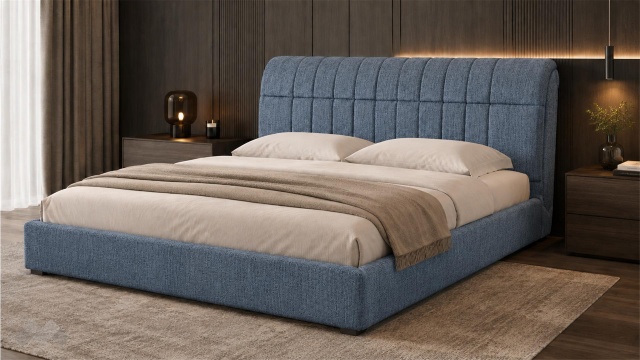 Тапицирана спалня 180/200 Милоа с включен матрак Sleep Nuvia 180/200 син