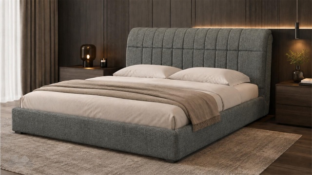 Тапицирана спалня 180/200 Милоа с включен матрак Sleep Nuvia 180/200 сив