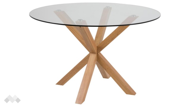 Трапезна маса Хевън неразтегателни стъкло със стомана дъб