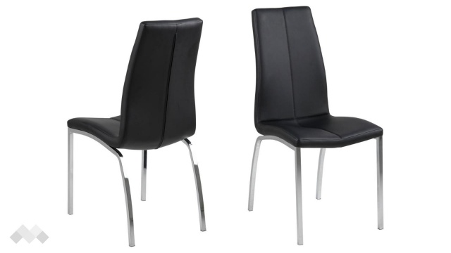 Трапезен стол Аска черен с хромирана основа - МебелМаг Трапезен стол Аска черен с хромирана основа