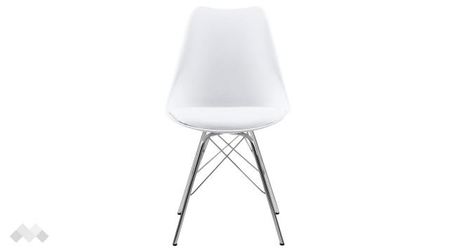 Трапезен стол Ерис бял с хромирана основа