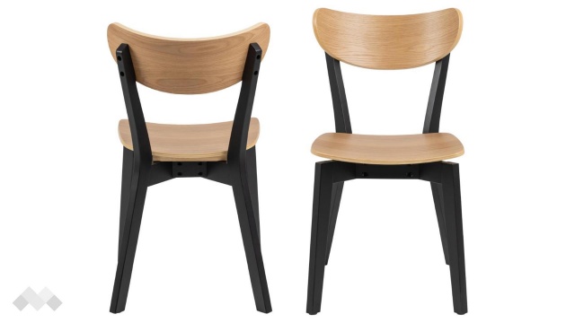 Трапезен стол Роксби дъб натурал с черно - МебелМаг Трапезен стол Роксби дъб натурал с черно