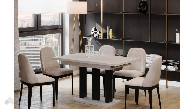 Трапезна маса Апиа разтегателни кашмир с черно